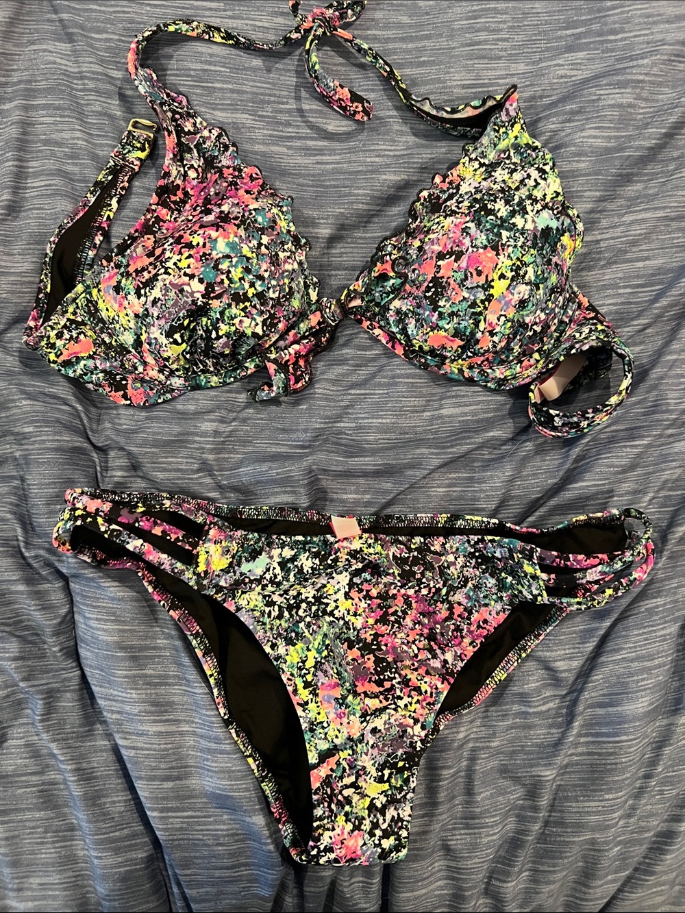 Victoria's Secret Multicolor Floral Speckle Bikini Set